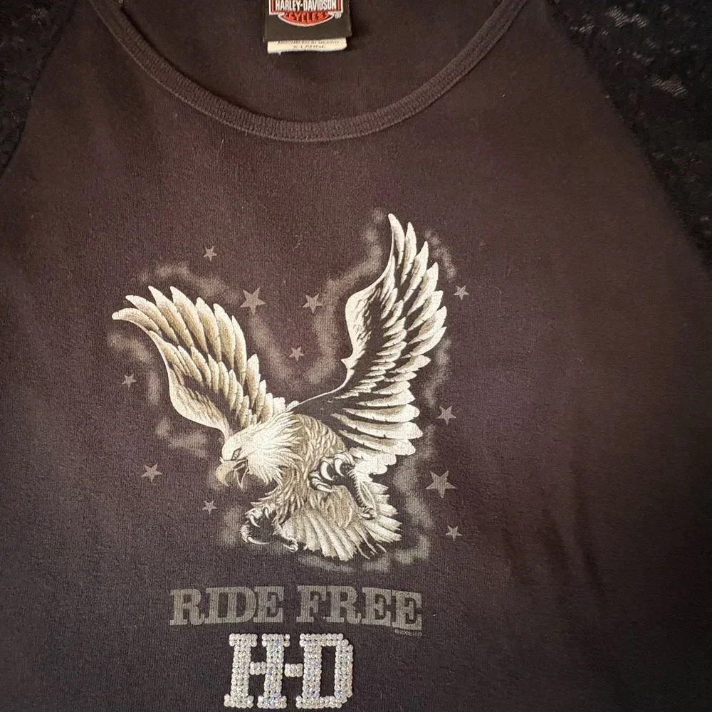 Harley-Davidson Black Lace Sleeve Tee